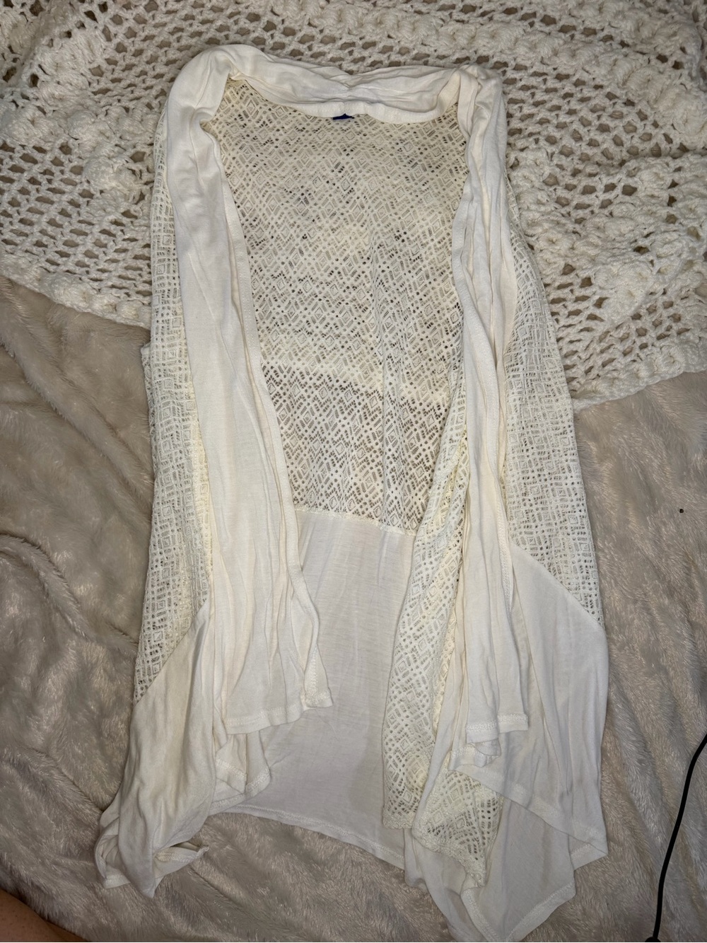 Apt. 9 Cream Openwork Draped Cardigan